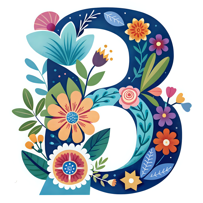 B - Buchstabe mit Blumen