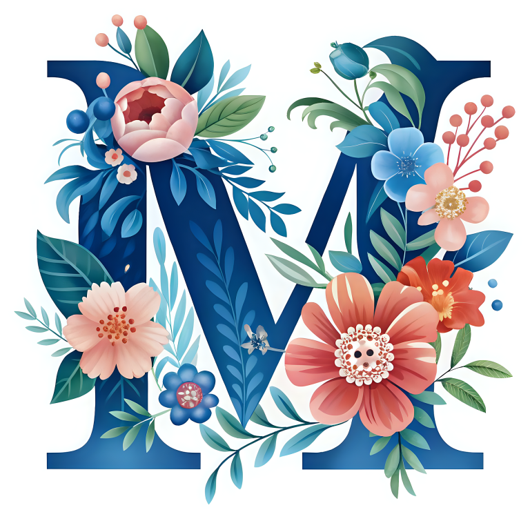 M - Buchstabe mit Blumen
