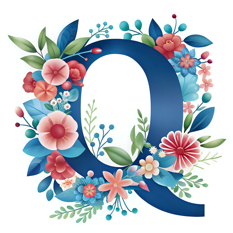 Q - Buchstabe mit Blumen