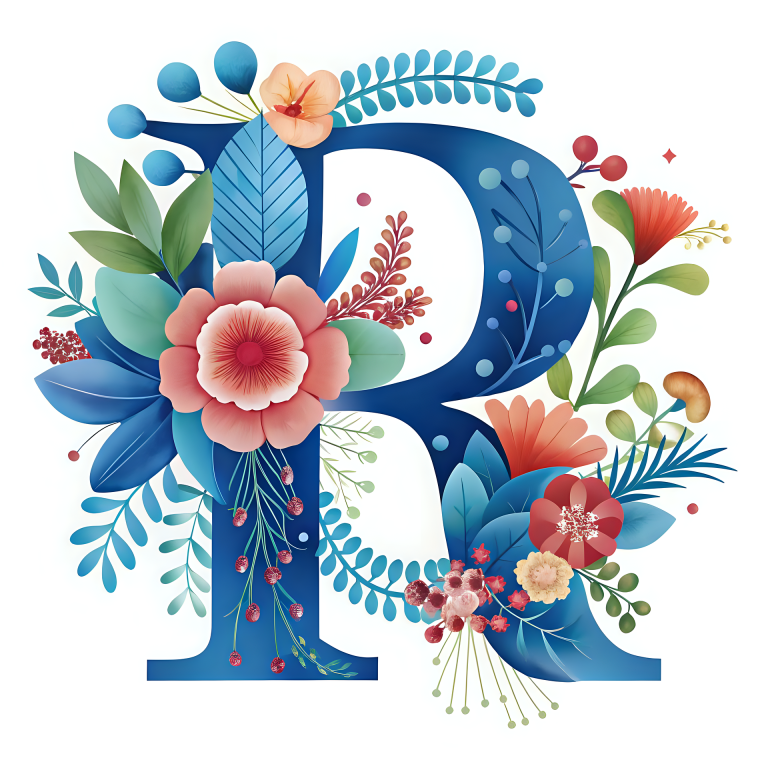 R - Buchstabe mit Blumen